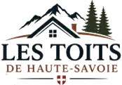 Logo Les Toits de Haute-Savoie : maison, montagne et sapins